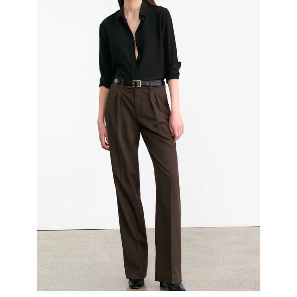 Nili Lotan Alphonse Pleated Pants Chocolate Brown NWT - 2